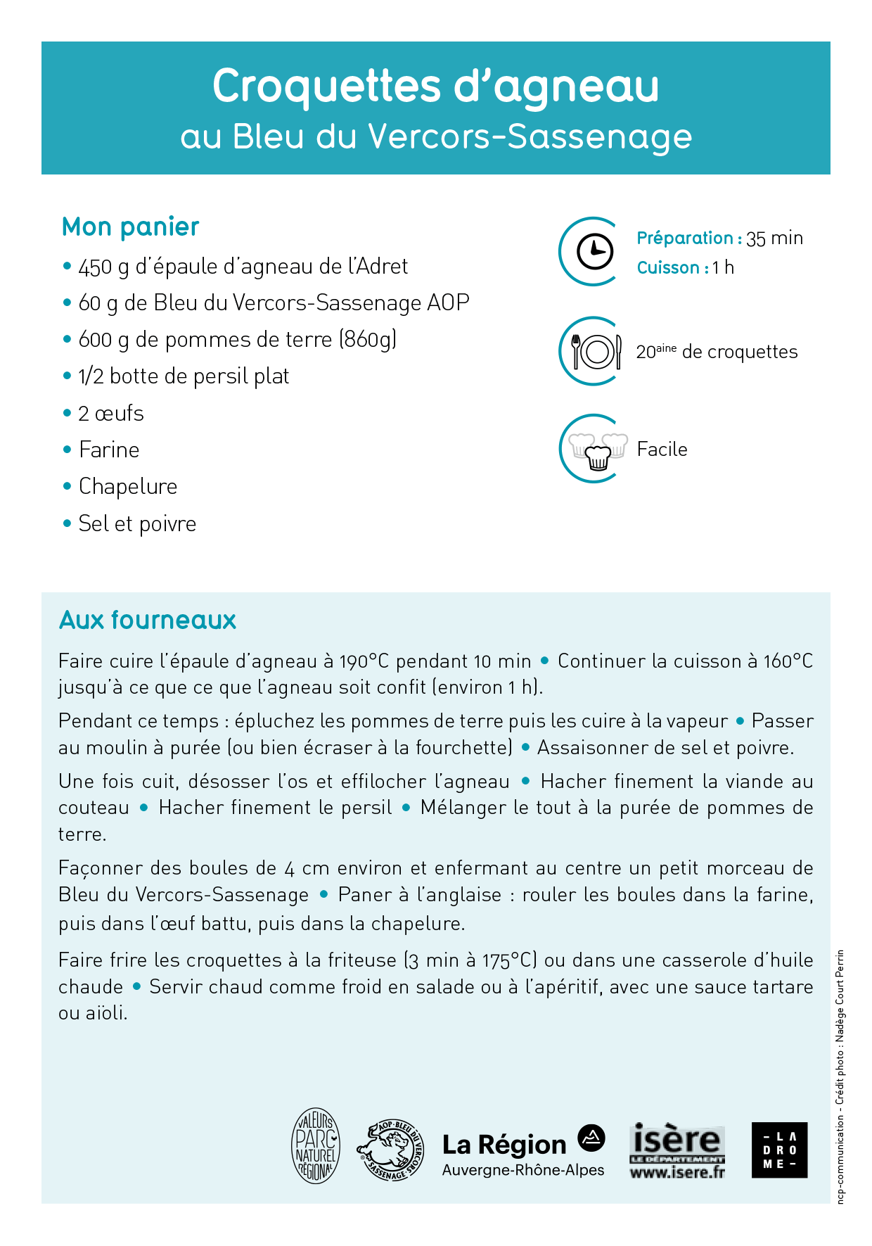 Croquettes d’agneau au Bleu du Vercors-Sassenage