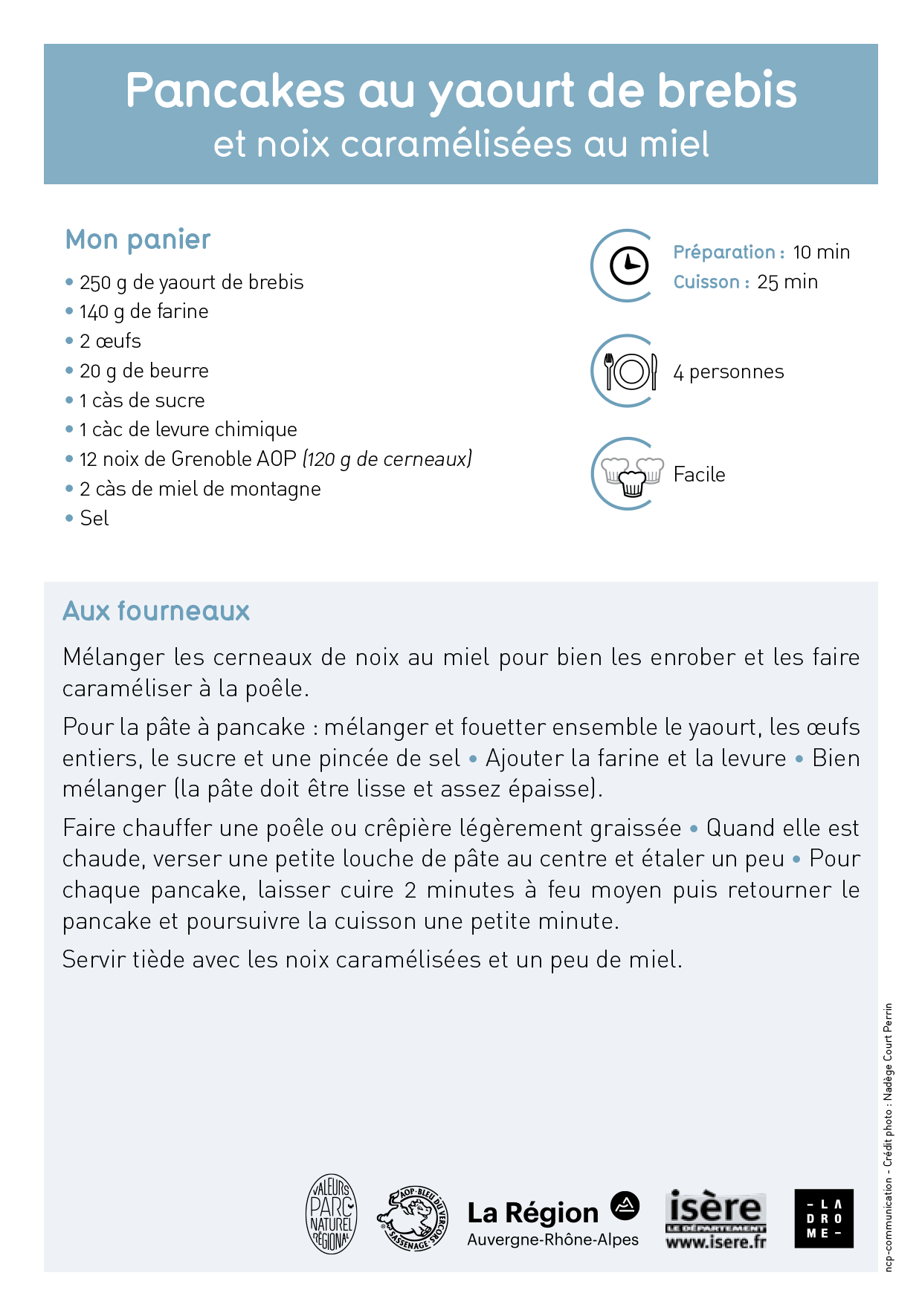 Pancakes au yaourt de brebis et noix caramélisées au miel
