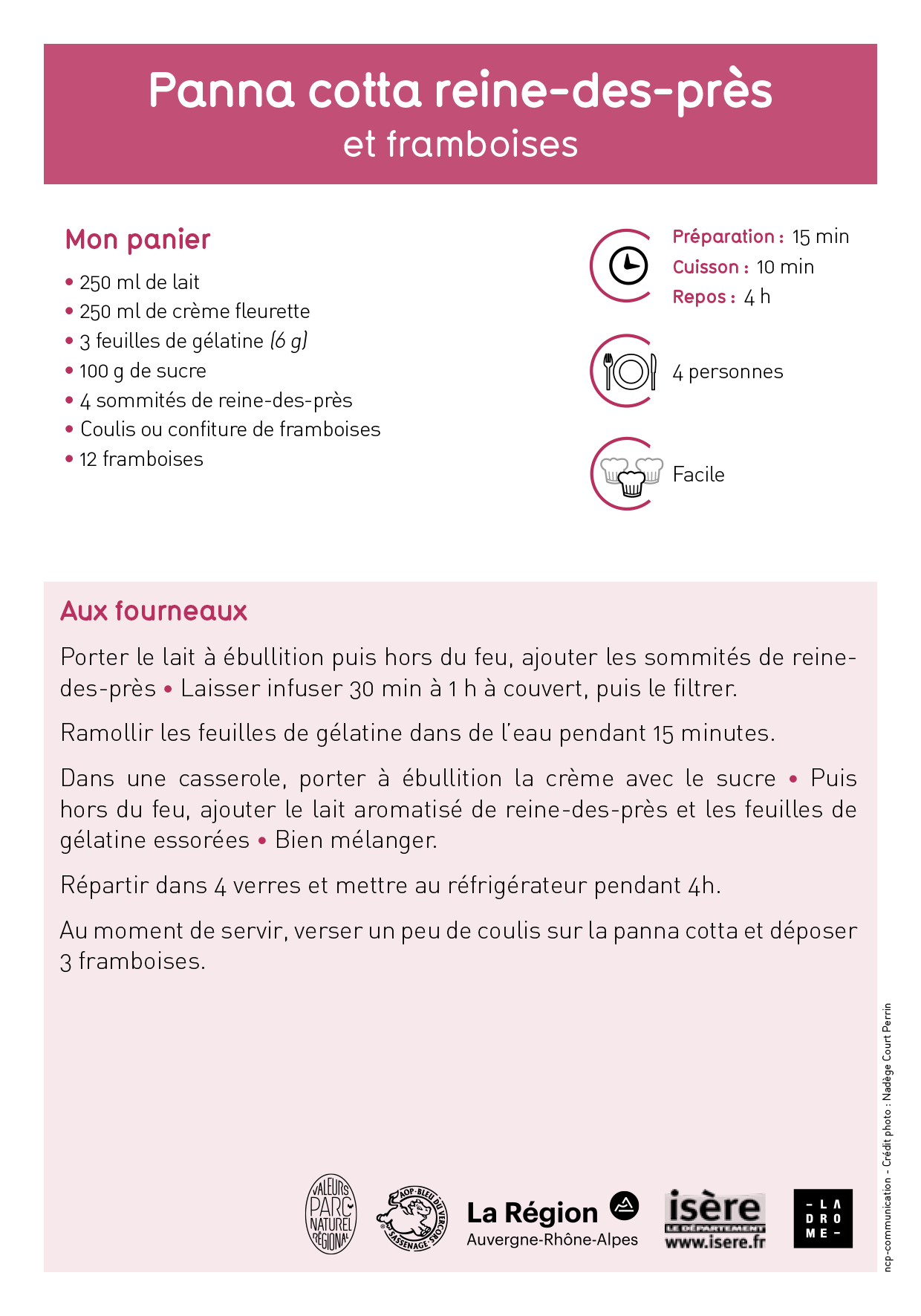 Panna cotta reine-des-prés et framboises